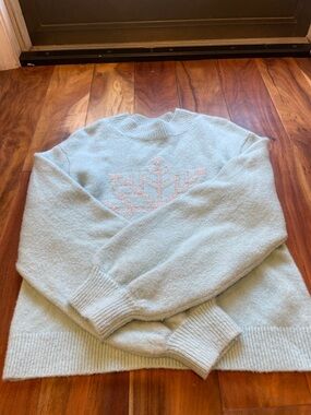 kate spade pale blue crewneck sweater with snowflake